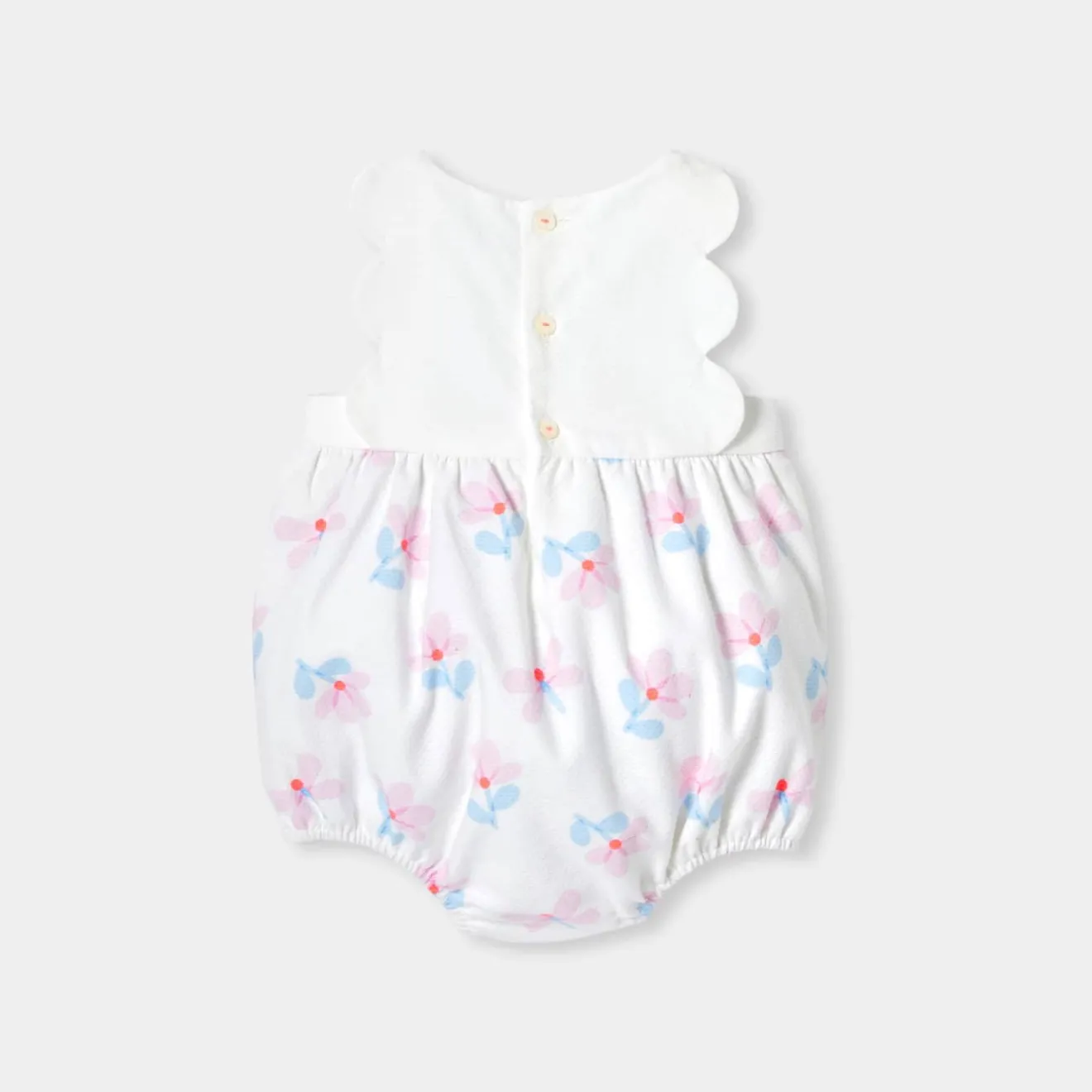 Combinaison, Barboteuse Et Ensemble-Jacadi Barboteuse bébé fille en piqué de coton - lore BLANC/MULTICO