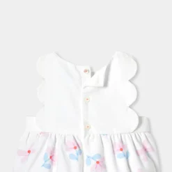 Combinaison, Barboteuse Et Ensemble-Jacadi Barboteuse bébé fille en piqué de coton - lore BLANC/MULTICO