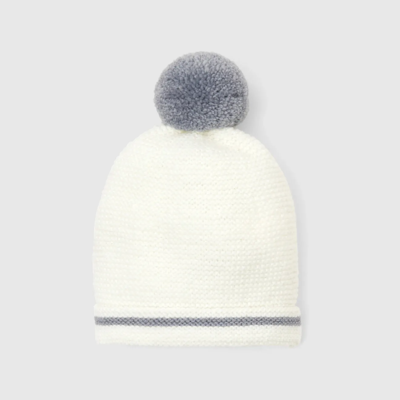 Accessoires-Jacadi Bonnet Love Maille collection solidaire - BLANC/GRIS