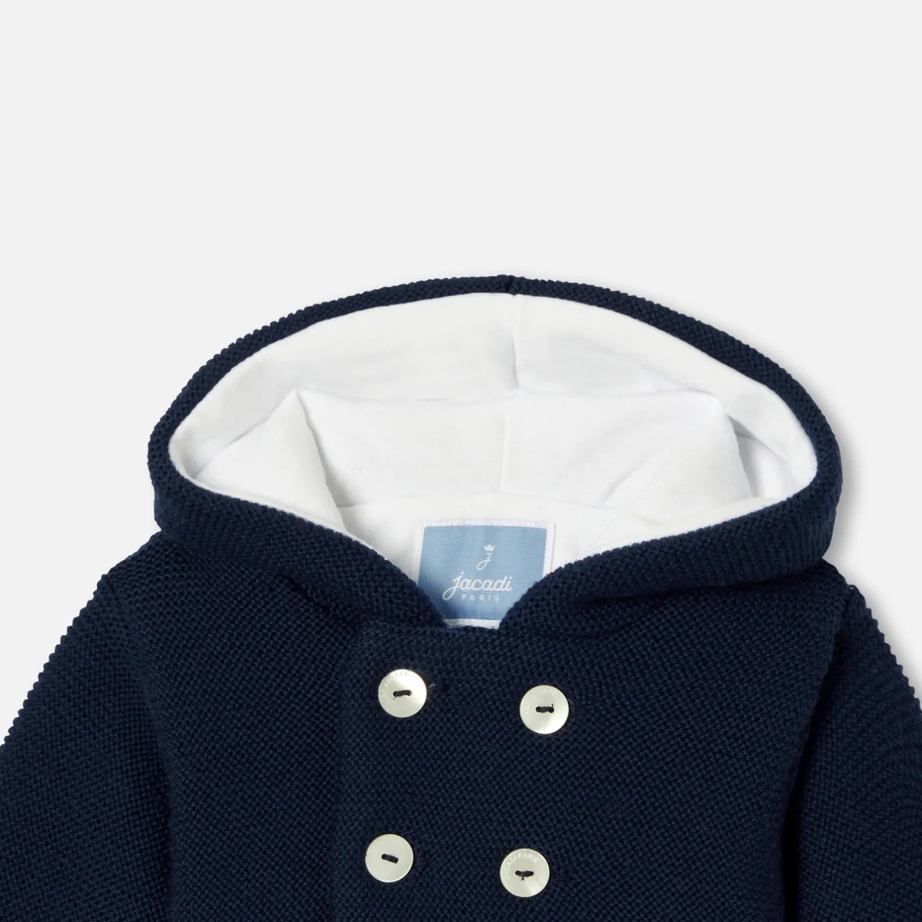 Manteaux, Vestes Et Combi Pilote|Manteaux, Vestes Et Combi Pilote-Jacadi Burnous bébé en laine Mérinos - MARINE CLAIR