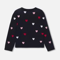 Pull, Sweat Et Cardigan-Jacadi Cardigan enfant fille jacquard cœur - lore MARINE/MULTICO
