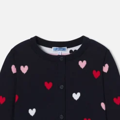 Pull, Sweat Et Cardigan-Jacadi Cardigan enfant fille jacquard cœur - lore MARINE/MULTICO