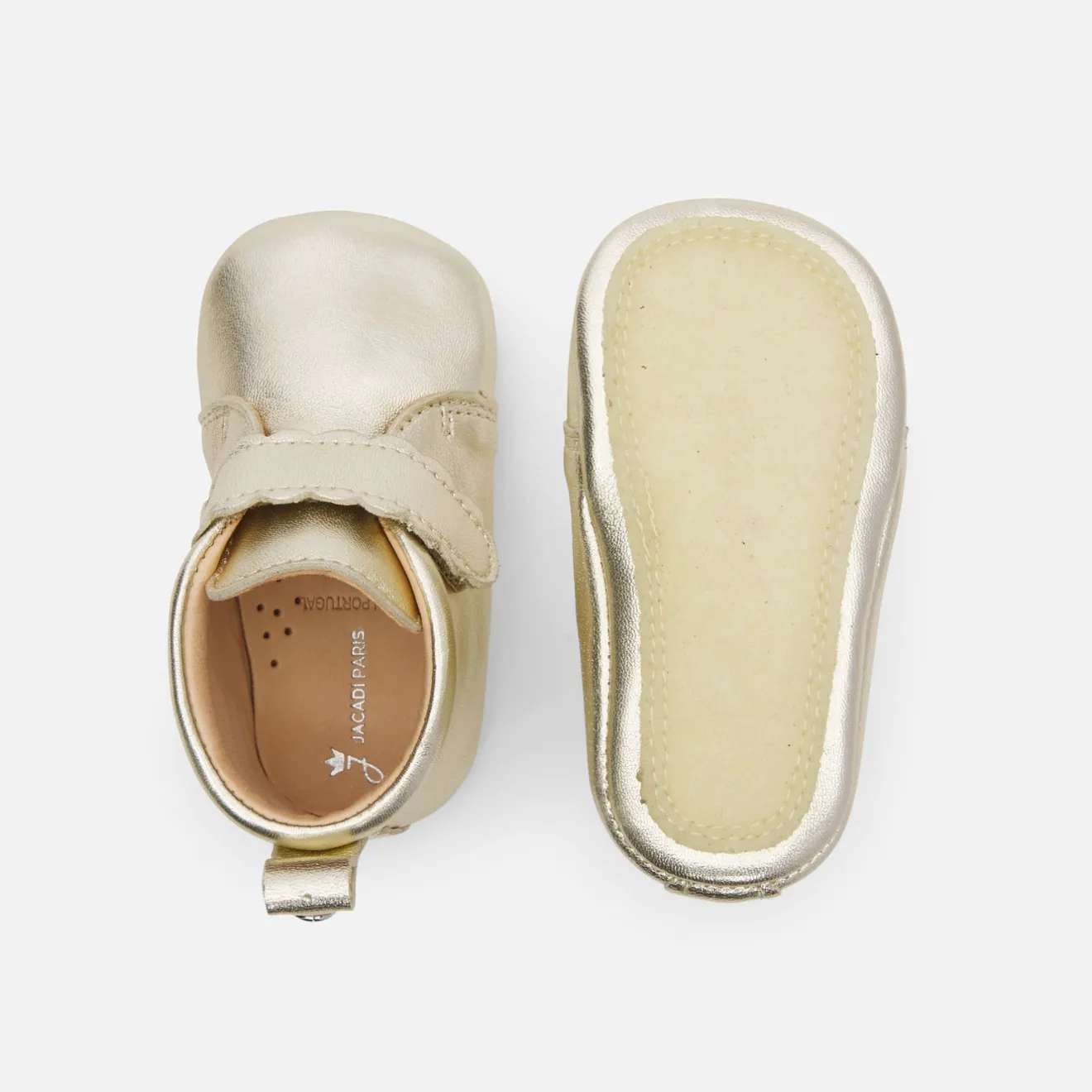 Chaussons|Chaussures-Jacadi Chaussons bébé fille en cuir irisé - OR