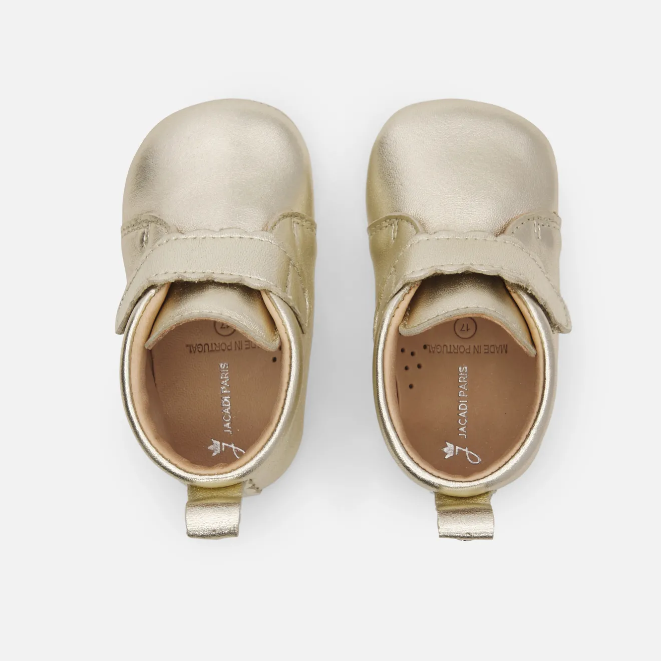 Chaussons|Chaussures-Jacadi Chaussons bébé fille en cuir irisé - OR