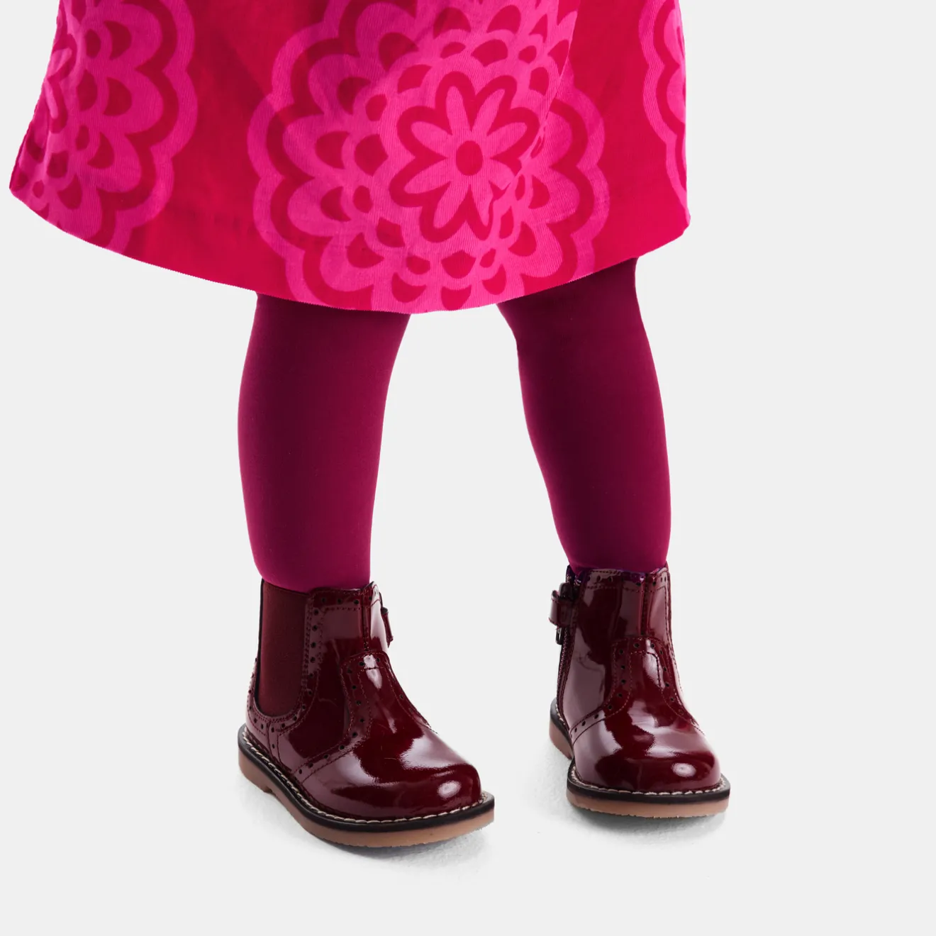 Boots Et Botillons-Jacadi Chelsea boots bébé fille en cuir verni - BORDEAUX