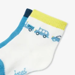 Accessoires-Jacadi Duo de chaussettes bébé garçon - BLANC/BLEU