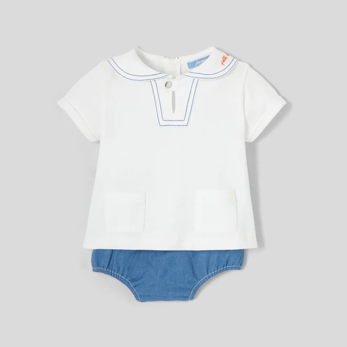 Combinaison, Barboteuse Et Ensemble-Jacadi Ensemble bébé garçon - BLANC/BLEU
