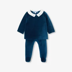 Combinaison, Barboteuse Et Ensemble-Jacadi Ensemble confort bébé garçon en velours - PETROLE