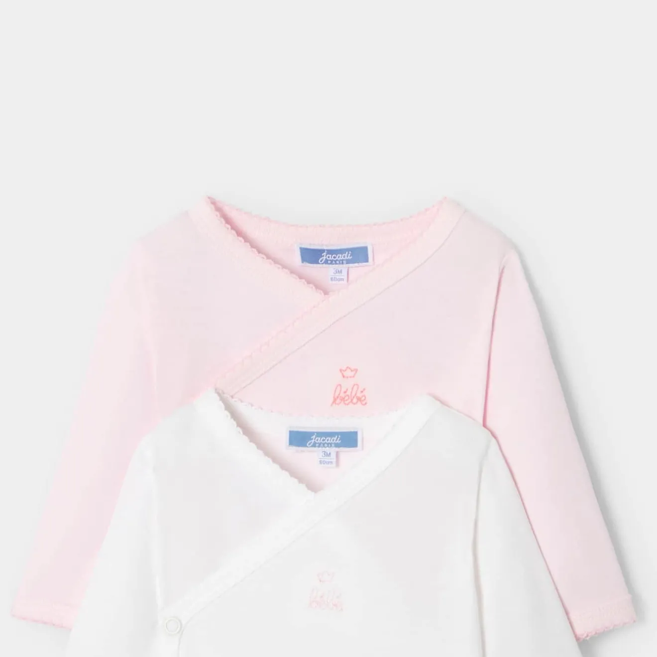 Body-Jacadi Lot de 2 bodies manches longues bébé fille - ROSE/BLANC