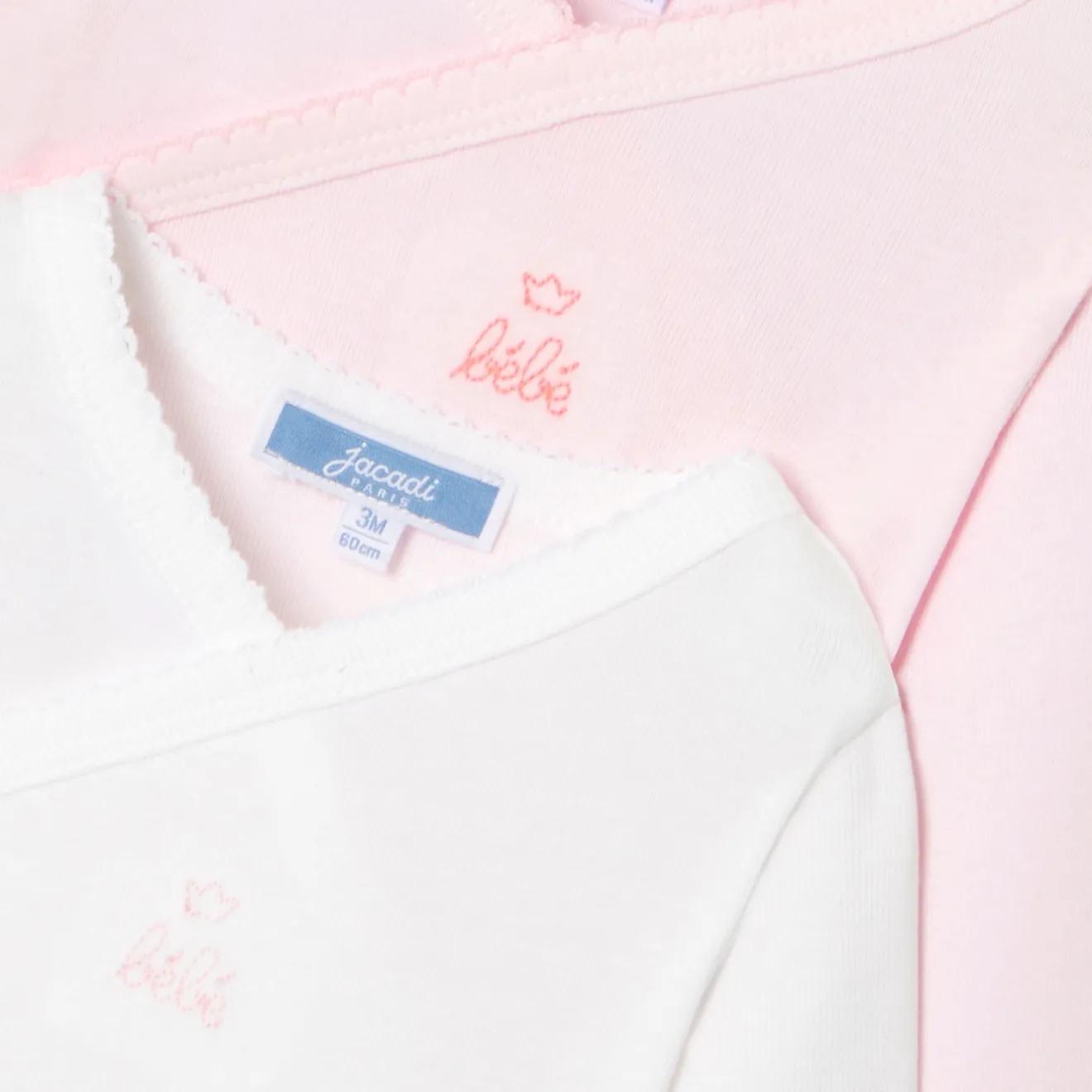 Body-Jacadi Lot de 2 bodies manches longues bébé fille - ROSE/BLANC