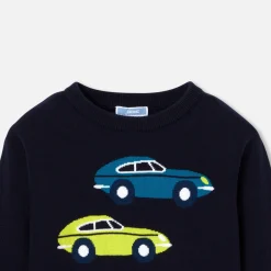 Pull, Sweat Et Cardigan-Jacadi Pull enfant garçon intarsia voiture - marine MARINE JACADI
