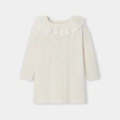 Robe-Jacadi Robe bébé fille en tricot - lore BLANC DOUX/MULTICO