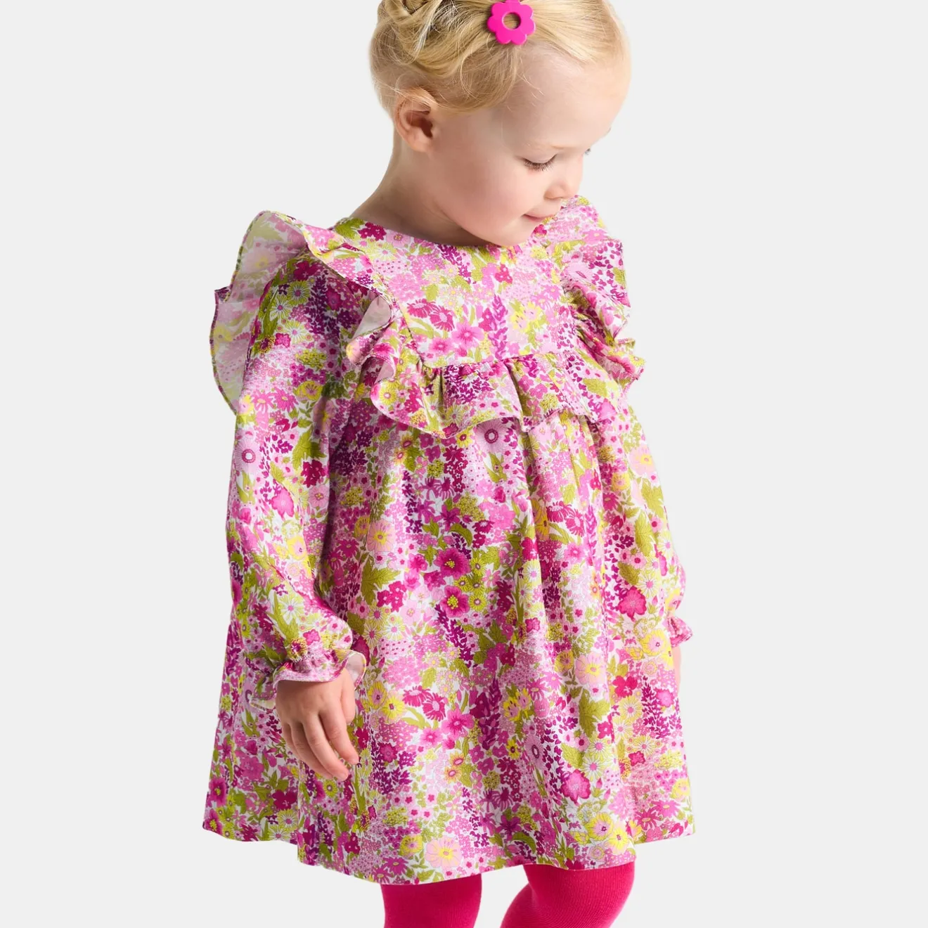 Robe-Jacadi Robe bébé fille en velours Tissu Liberty - lore BLANC/MULTICO