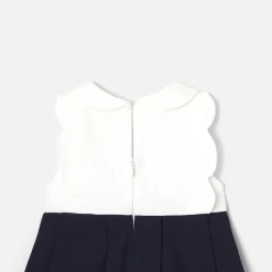 Robe-Jacadi Robe de cérémonie bébé fille BLANC/MARINE