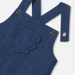 Combinaison, Barboteuse Et Ensemble-Jacadi Salopette bébé fille en jean souple - DENIM FONCE